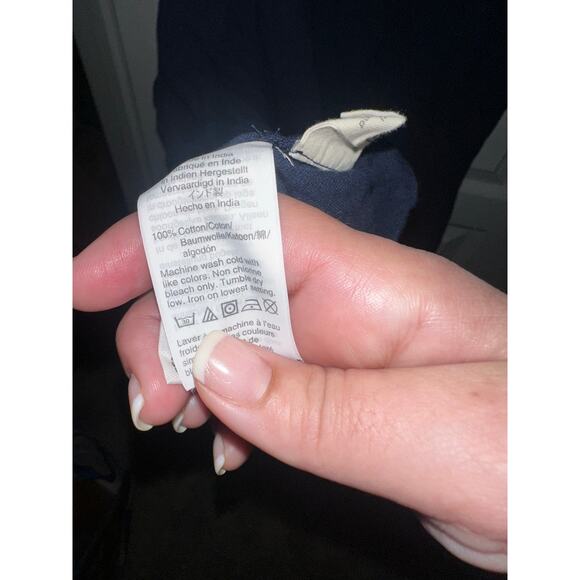 Madewell Patchwork Shift Mini Dress Blue Cotton Short Sleeve Boho size S - Picture 7 of 7